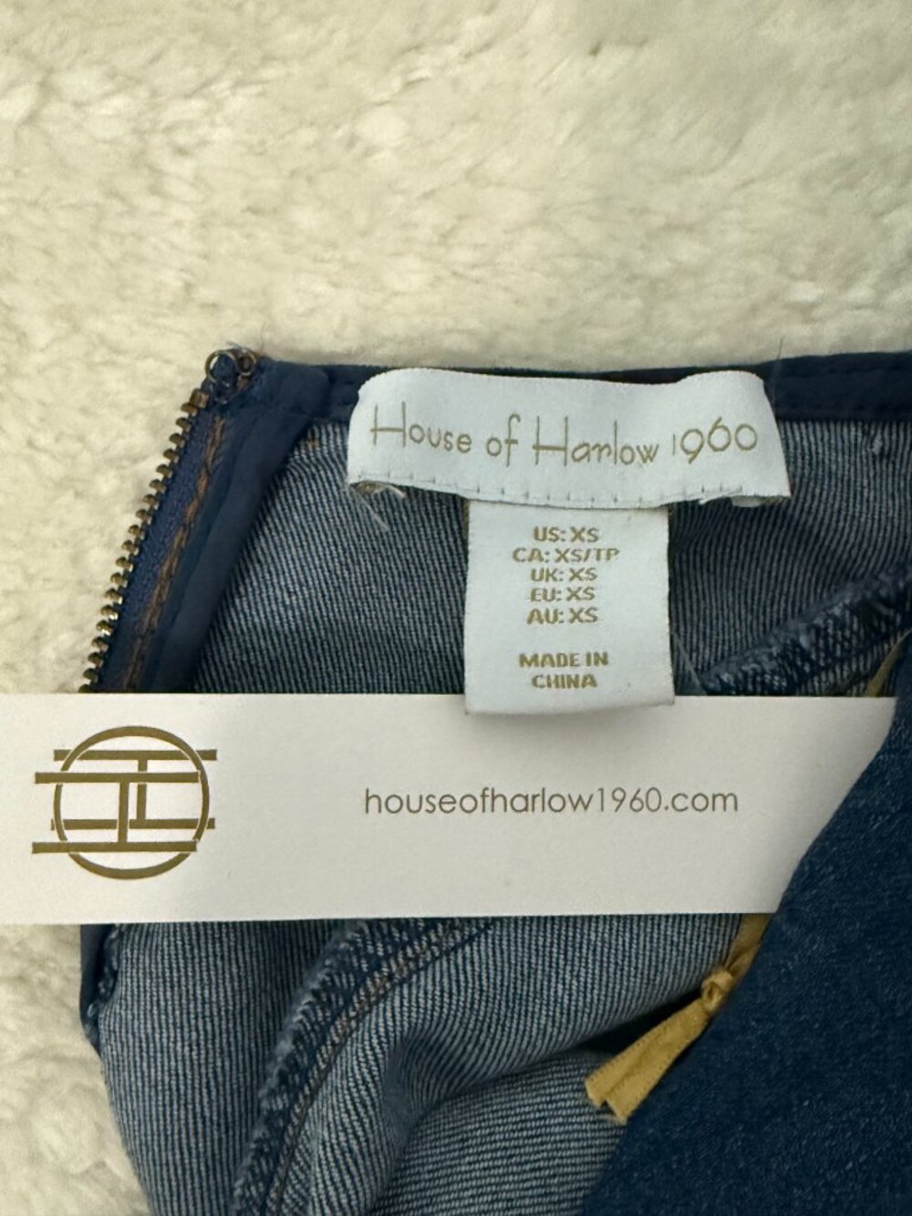 NWT House of Harlow 1960 Paneled Denim Maxi Dress XS - Picture 14 of 14